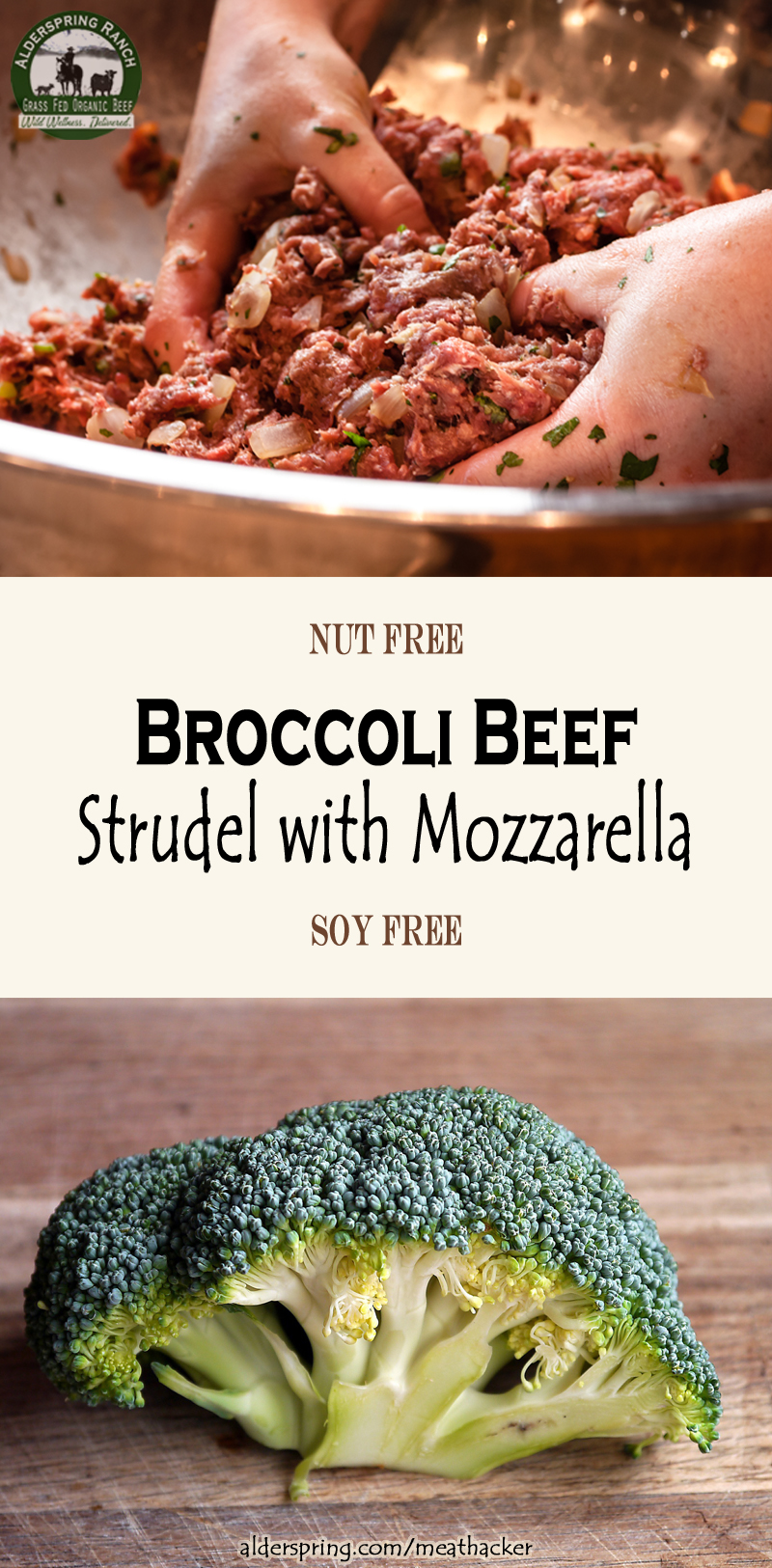 Broccoli Beef Strudel with Mozzarella