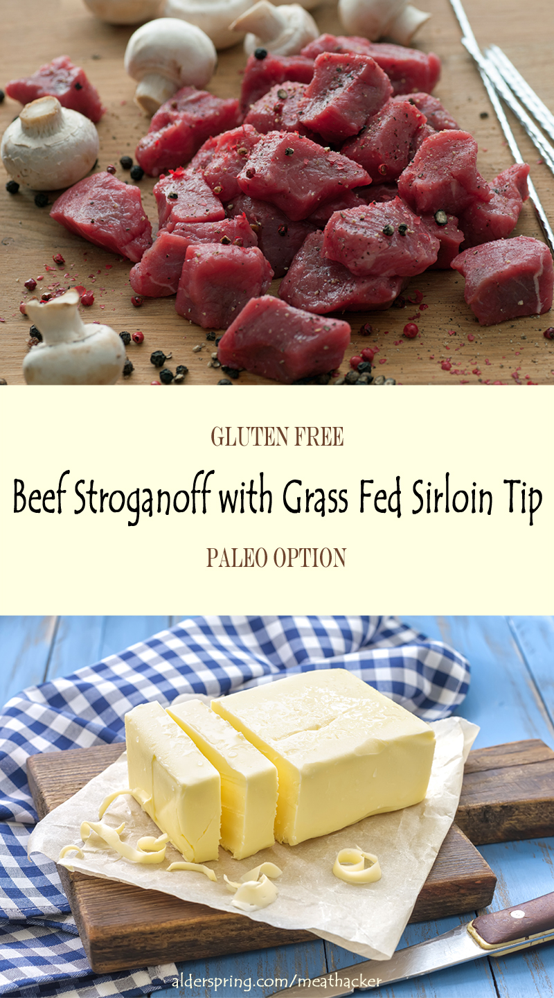 beef stroganoff with grass fed beef sirloin tip kabobs