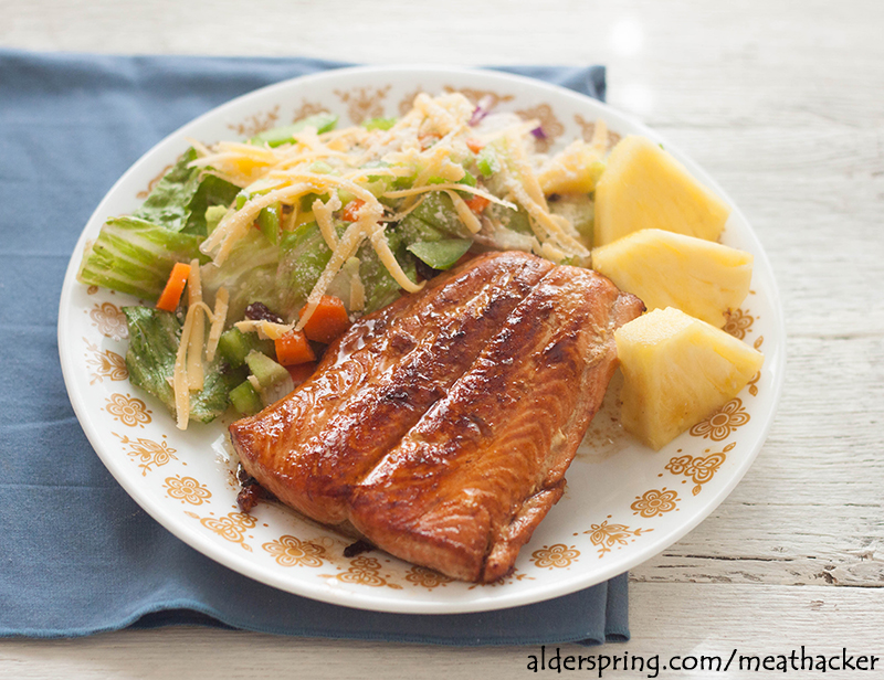 pan frying salmon with garlic and honey