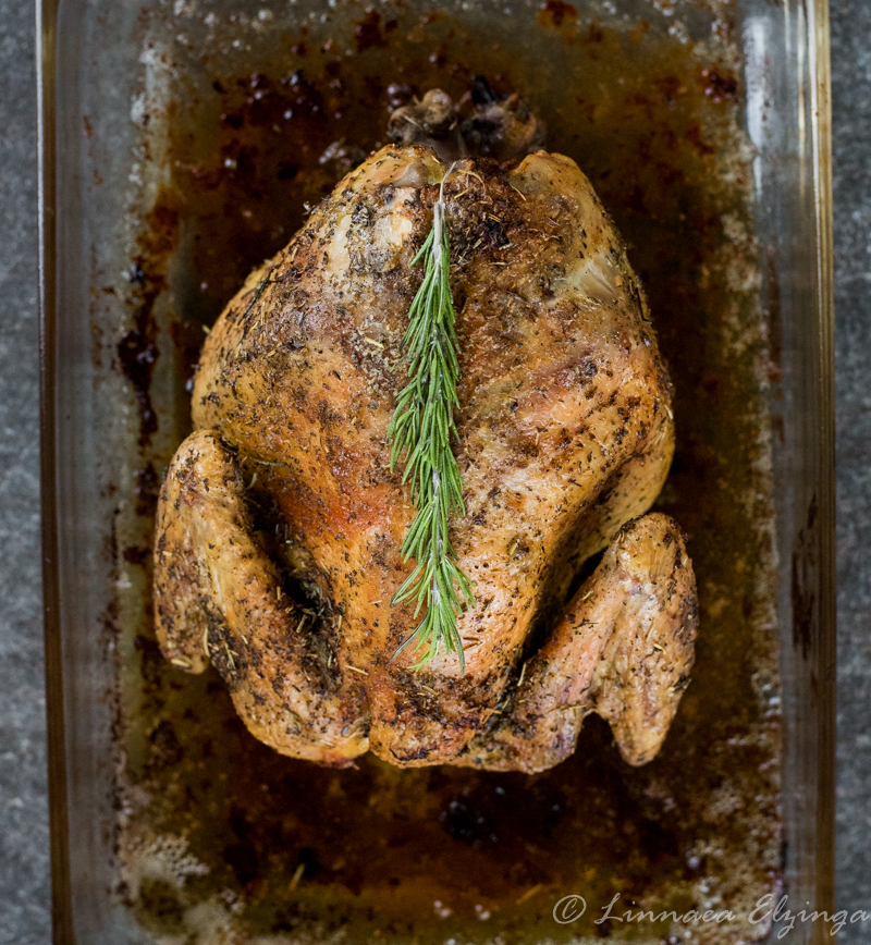 Tender chicken with butter and spices. 