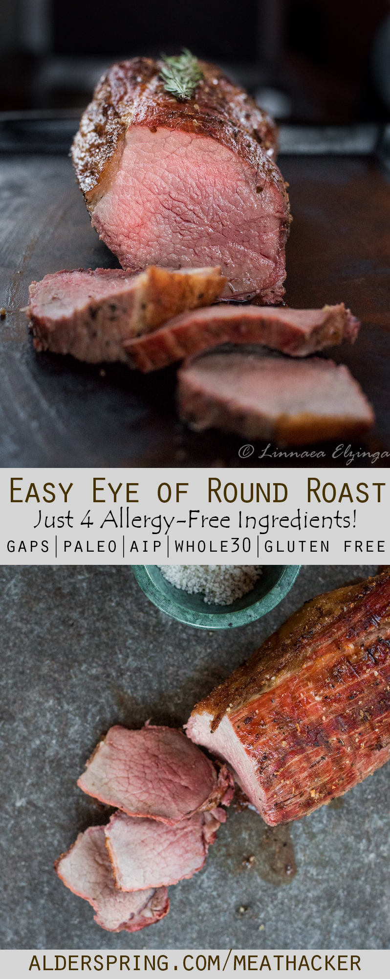 Simple 4-ingredient allergy-free recipe for properly cooking beef eye of the round roast!