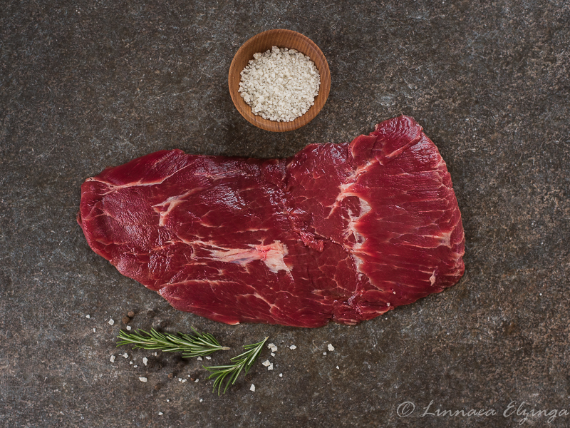 Grain in flatiron steak. 