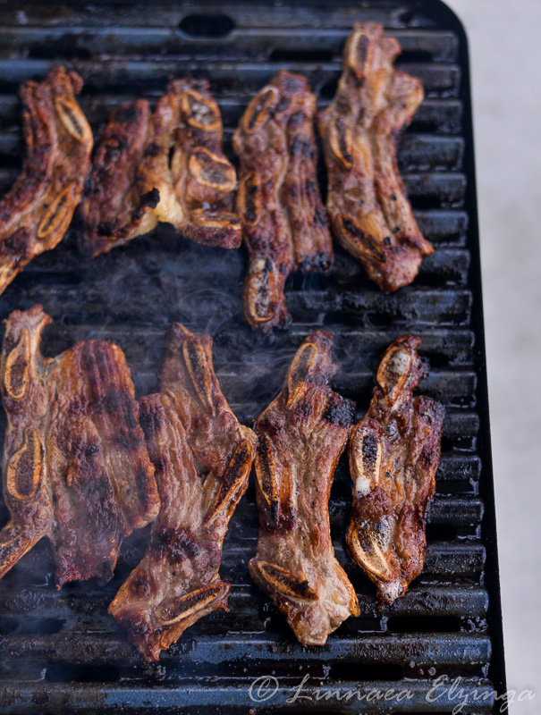 Korean Style short ribs on the grill.