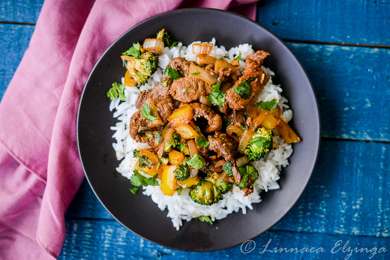 This easy Asian beef stir fry recipe works with a flank steak, flatiron steak, skirt steak, London broil steak, or sirloin tip steak.