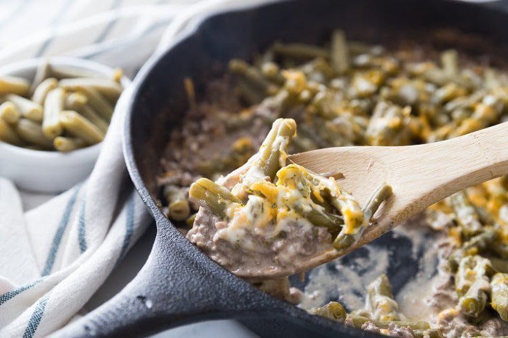Cheesy keto casserole with green beans. 