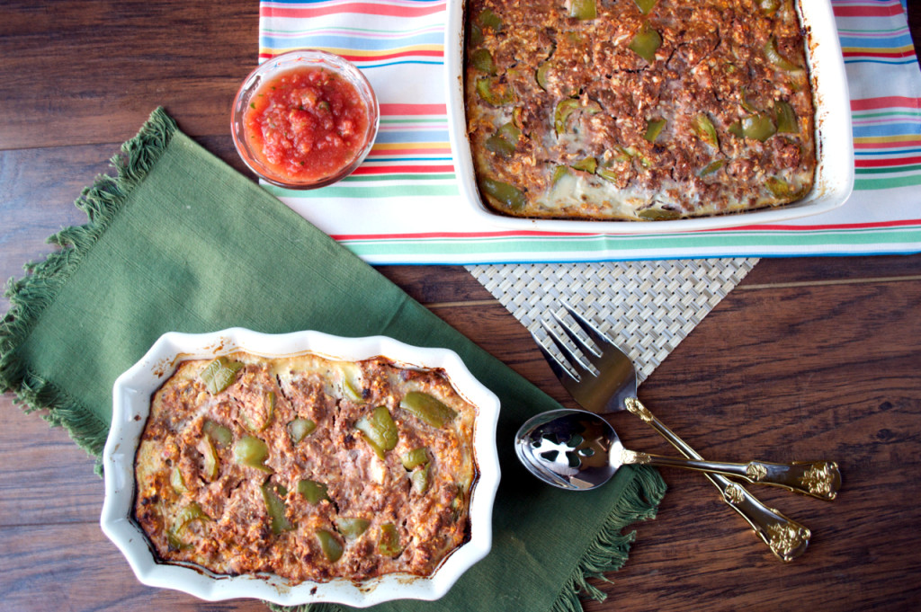 Paleo stuffed pepper casserole with salsa on the side. 