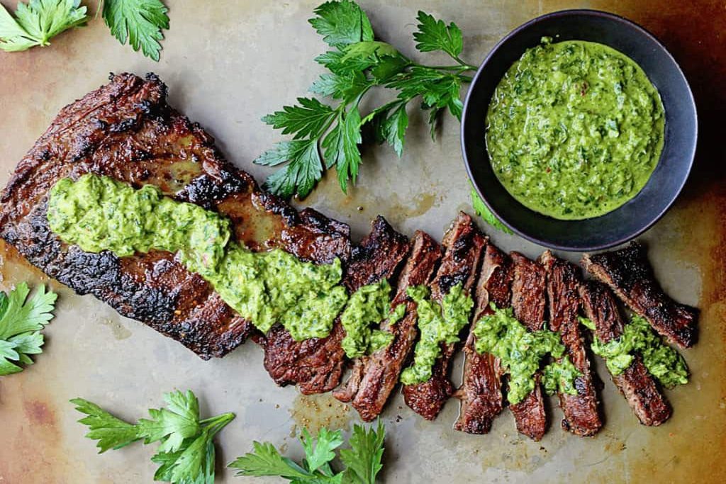 Marinated Skirt Steak Chimicurri Recipe from Grandbaby Cakes