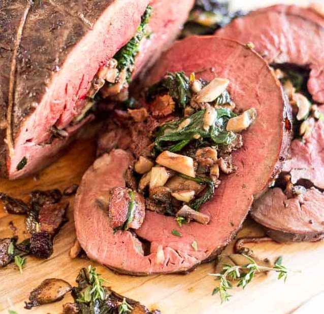 Mushroom Spinach Stuffed Beef Heart