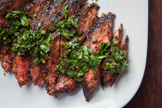 Skirt Steak with Steak Rub and Chimichurri