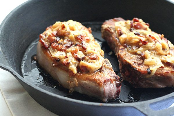 Keto Onion and Bacon Smothered Pork Chops