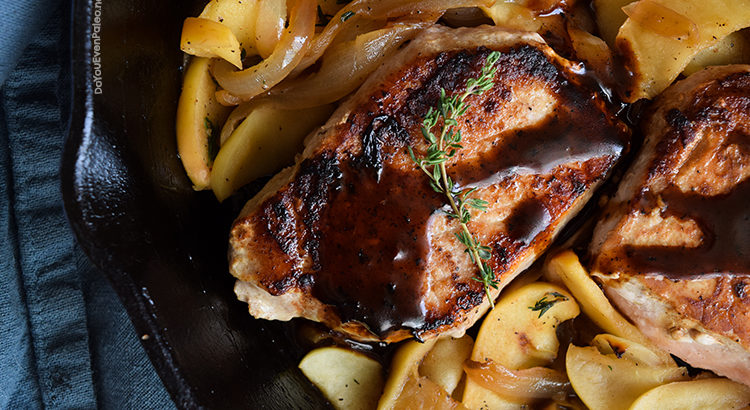 One Skillet Pork Chops with Apples and Onions